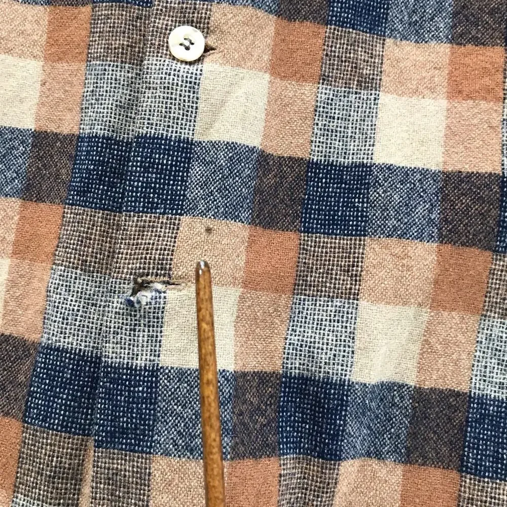 Vintage Pendleton wool brown blue plaid flannel unisex shirt M lumberjack USA - Picture 10 of 11
